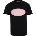 hot-pink-cream-oval-logo-black-tee
