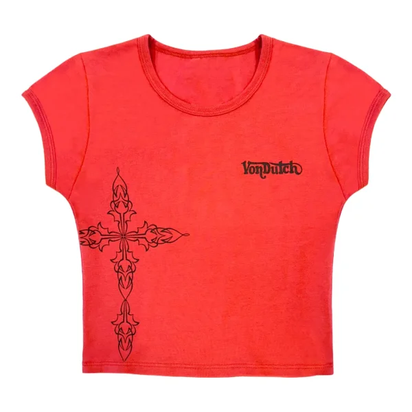 von-dutch-red-and-grey-chopper-cross-baby-tee