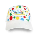 white-polka-dot-trucker